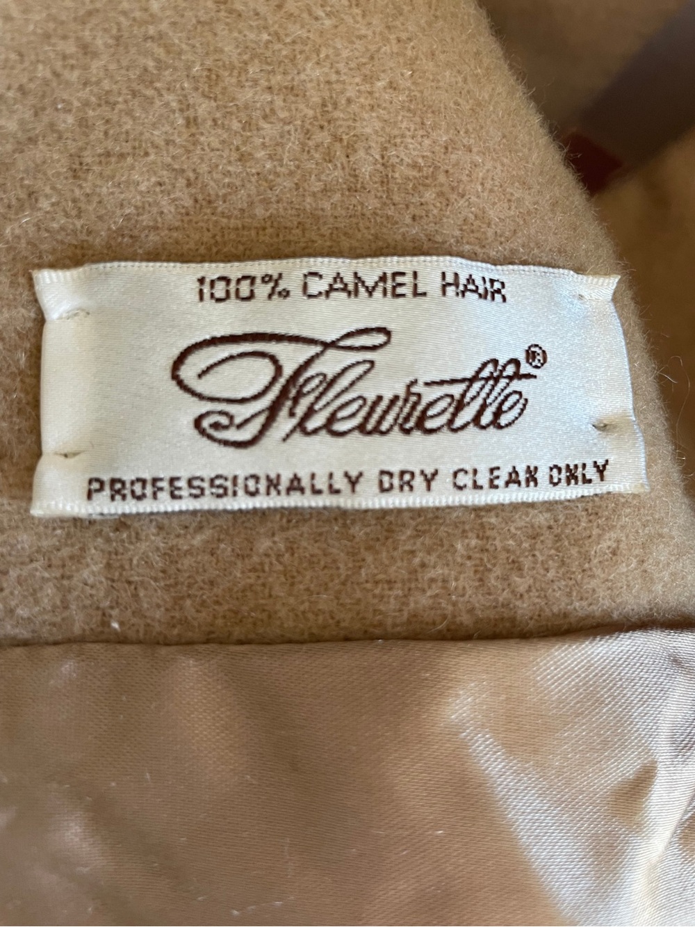 FLEURETTE Vintage 90s 100% Camel Hair Coat Jacket USA Union Tan Sz 12 Mid Length - Picture 14 of 16
